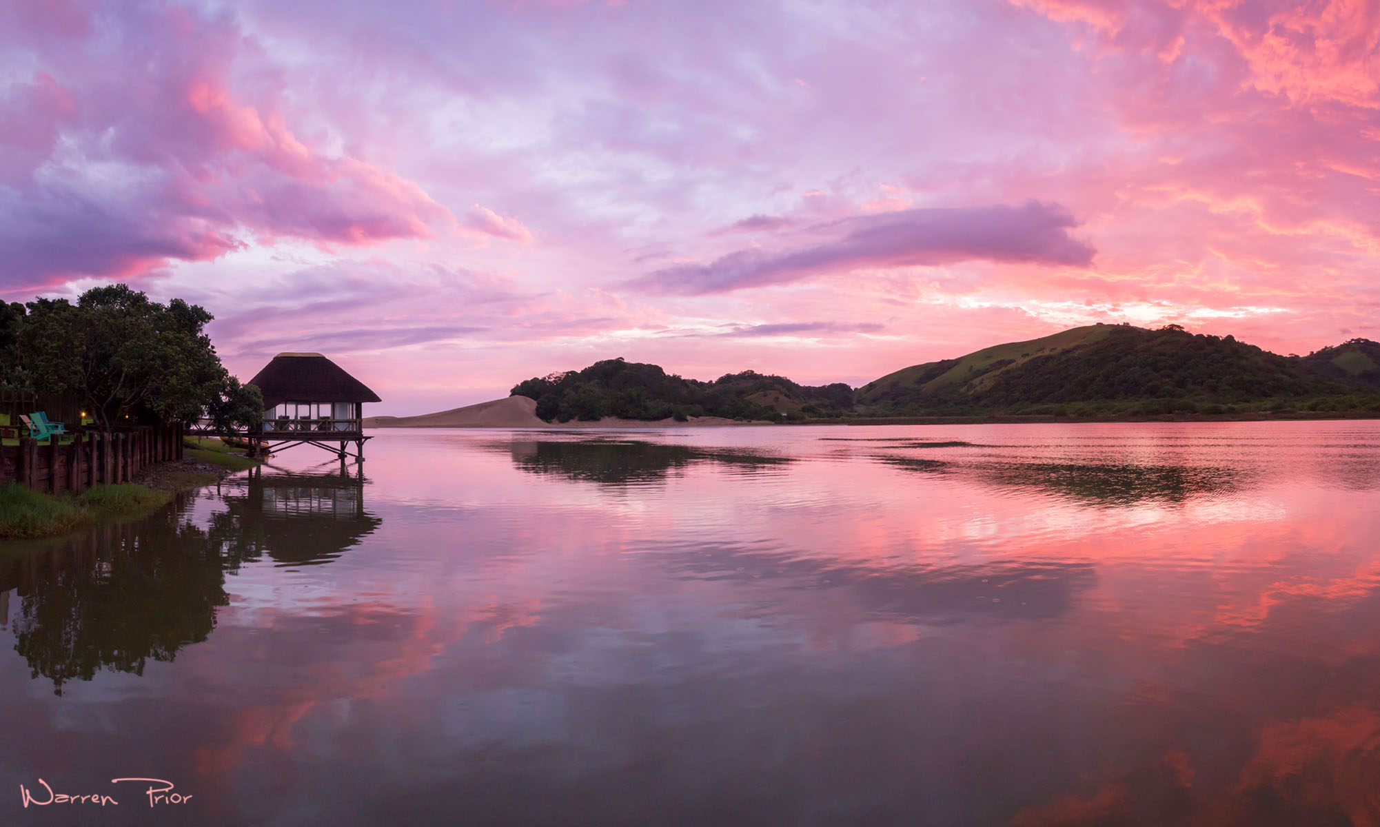 A near perfect sunset at Umngazi River Bungalows & Spa in the Eastern Cape. The pinks caught me attention over the usual reds, oranges and yellows