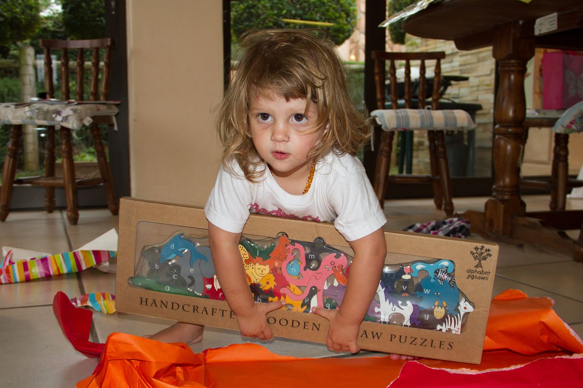 Emma opening her presents