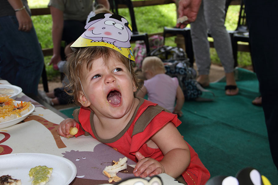 Emma in her party hat