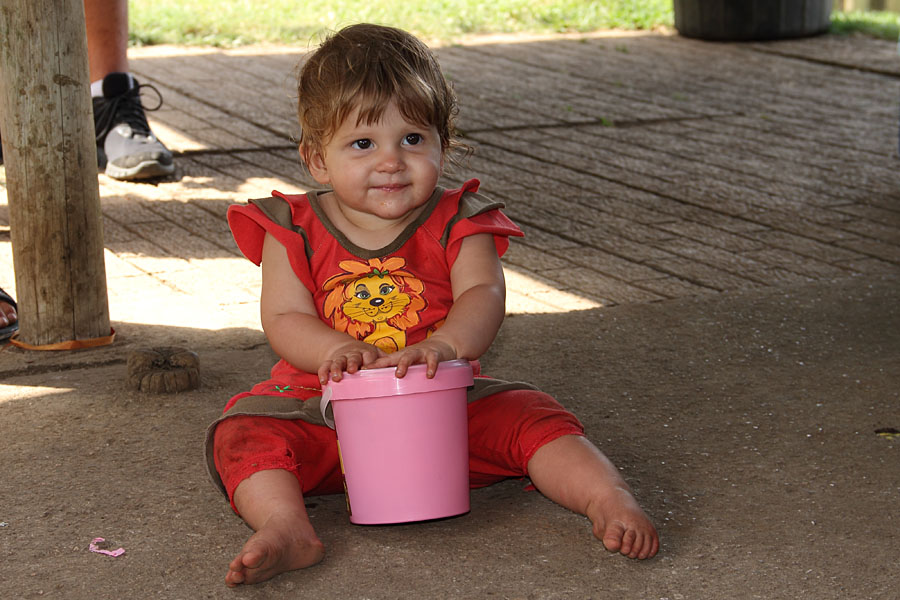 Emma with her bucket